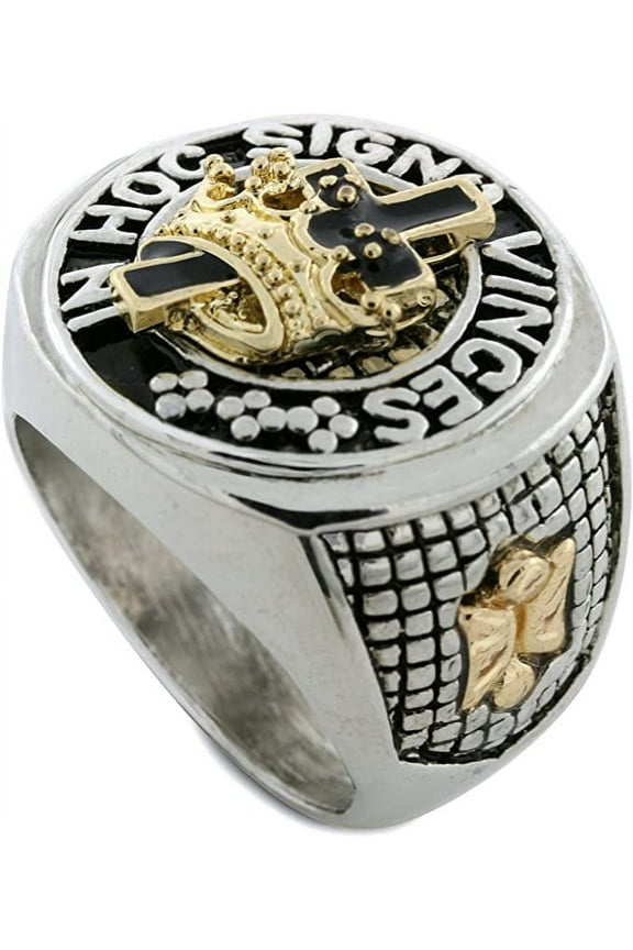Gold/Silver Tone Mason Masonic Hoc Signo Vinces Men's Ring Size 12#3