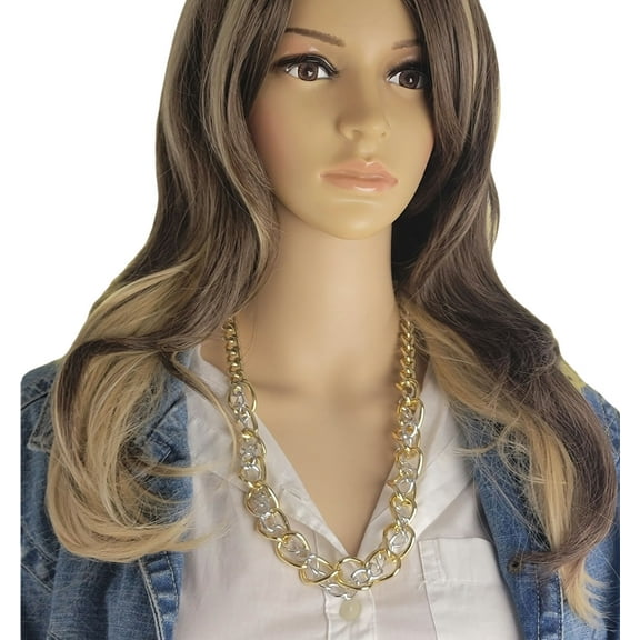 Gold Silver Two Tone Chunky Thick Chain Link Necklace 24" Ladies Adult Female Women