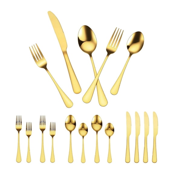 Gold Silverware Set 100 Piece - Stainless Steel Flatware Utensils for 20, Mirror Finish Cutlery, Dishwasher Safe Tableware for Home Kitchen, Dinner Forks Spoons Knives