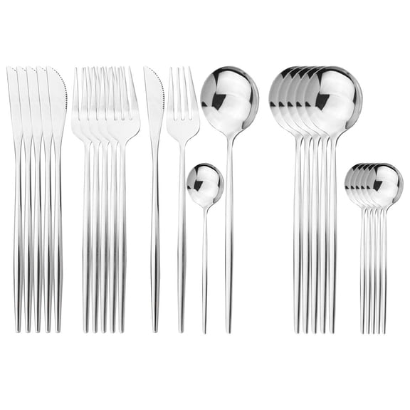 Gold Silverware Set, 24-Piece Stainless Steel Flatware Set Service For 6, Mirror Polished Black Handle Tableware Cutlery Set Knife Fork And Spoon For Home & Restaurant, Dishwasher Safe