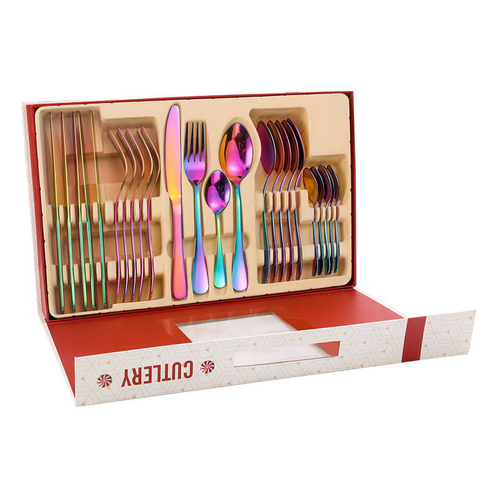 Gold Silverware Set,24Piece Stainless Steel Satin Finish Flatware Set