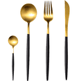 thumbnail image 1 of Gold Silverware Set Matte Flatware Set 304 Stainless Steel Flat Cutlery Set For Handle Forks Knife Spoons Set, Satin Finish Tableware Set For Home Restaurant Dishwasher Safe, 1 of 5