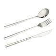 thumbnail image 1 of Gold Silverware Set, Stainless Steel Flatware Cutlery Set Service for Luxury Square Tableware Thick Knife Fork Spoon for Home Kitchen Restaurant Wedding, Mirror Polished, 1 of 6