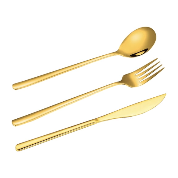 Gold Silverware Set, Stainless Steel Flatware Cutlery Set Service for Luxury Square Tableware Thick Knife Fork Spoon for Home Kitchen Restaurant Wedding, Mirror Polished
