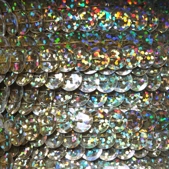 Gold Single Row Trim Cup Sequins 8mm Center Stitched Hologram Glitter Multi Reflective Metallic Made in USA