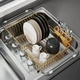 thumbnail image 1 of Gold in Sink Dish Drying Rack, Expandable Stainless Steel Small Dish Rack Over Kitchen Sink, Plate Drainer Strainer with Utensil Holder & Cup Holders, Counter Space Saving Wire Dryer Rack, 1 of 7