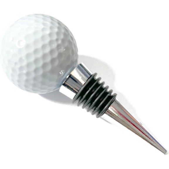 Gold/Siver/Rose Gold/Black/White color Real Novelty Golf Ball red wine bottle stopper, top decoration, ideal cork gift for golf lover (White)