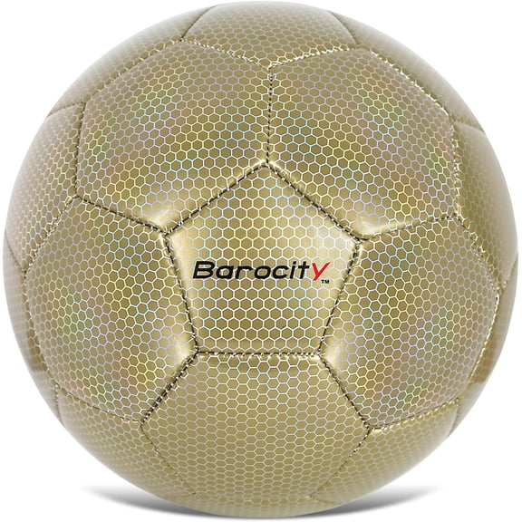 Gold Size 4 Soccer Ball with Reflective Iridescent Rainbow Hex Pattern