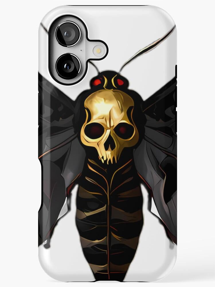 Gold Skull-Faced Moth Black and White Tough Case for Apple iPhone ...