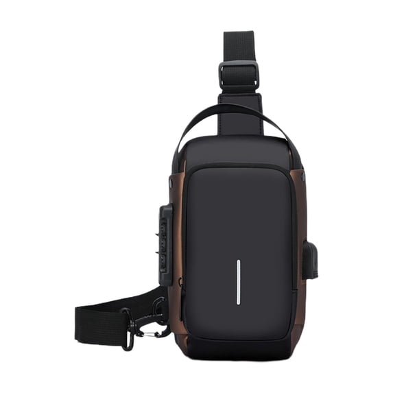 Gold Sling Bag With Anti-Theft Combination Lock Pu Leather Construction Hidden Pocket For Securing Valuables During Daily Commute Or Travel Adjustable Shoulder Strap