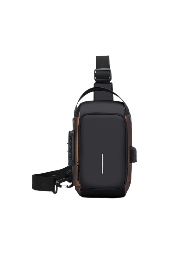 Gold Sling Bag With Anti-Theft Combination Lock Pu Leather Construction Hidden Pocket For Securing Valuables During Daily Commute Or Travel Adjustable Shoulder Strap