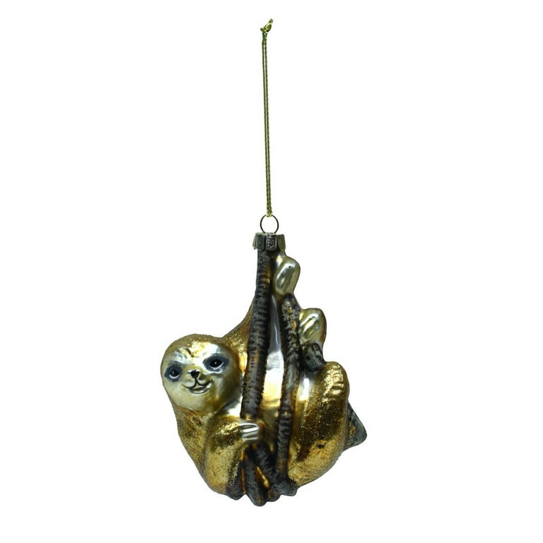Hanging Gold Sloth Glass Christmas Tree Ornament Holiday Gift Topper Xmas Decor Hanging Gold Sloth Glass Christmas Tree Ornament Holiday Gift Topper Xmas Decor