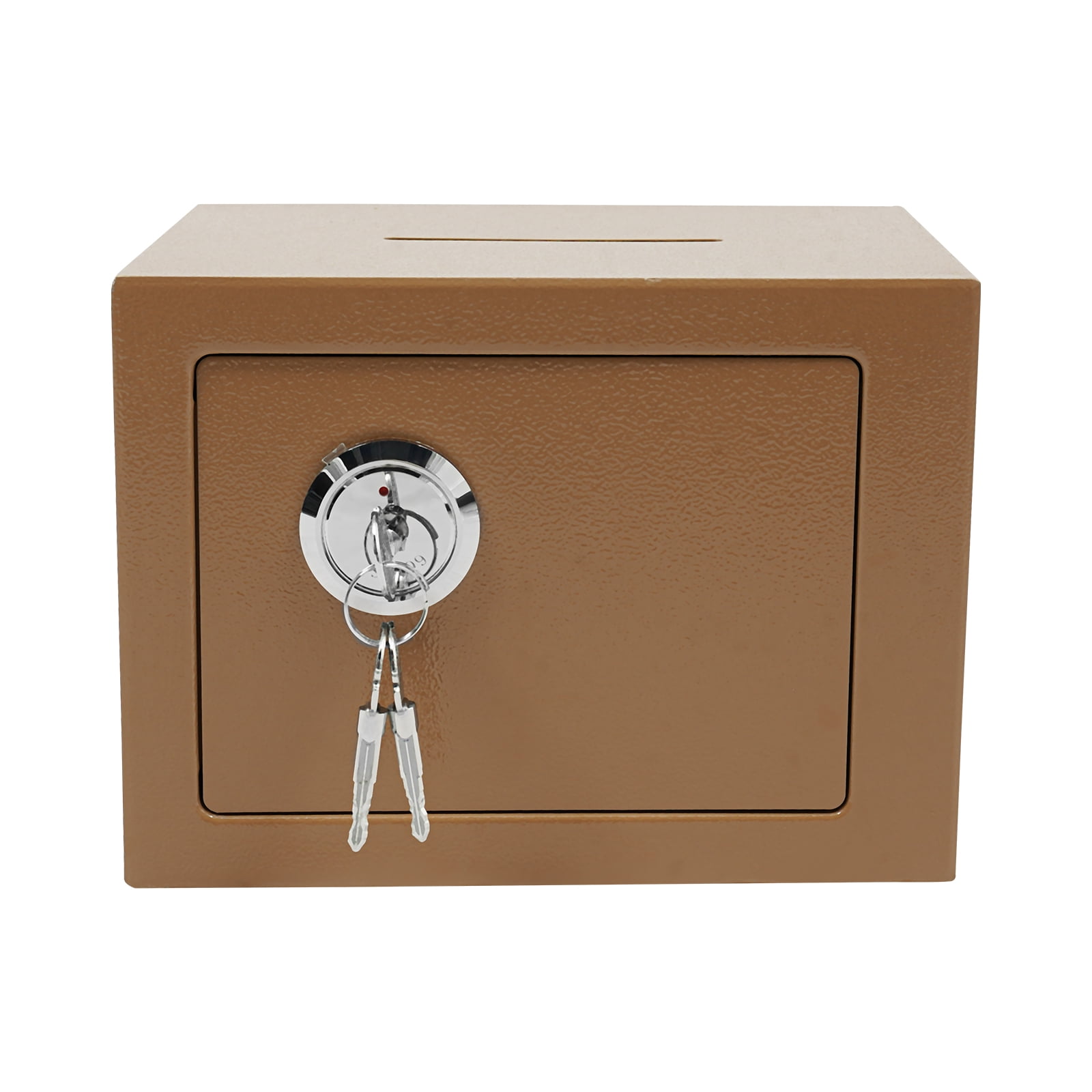 Gold Small Safe Box with Drop Slot, Safety Box for Money, Depository Safe with Drop Slot Mountable Cash Box with Lock for Home & Office Security