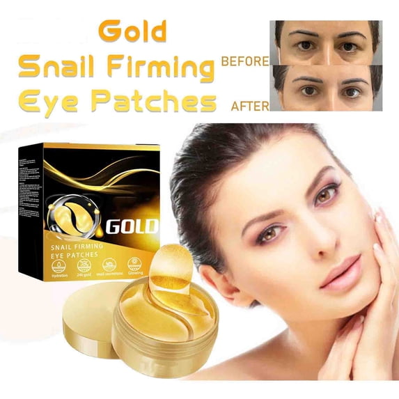 Gold Snail Firming Eye Patches, Anti-Aging Hydrogel Patches for Under Eye Bags, Wrinkles & Dark Circles, Hydrating Lifting Treatment