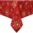 thumbnail image 1 of Gold Snowflake & Red Buffalo Plaid Christmas Tablecloths, 60 x 84 Inch, Waterproof Table Cover for Kitchen, Dining, Holiday, 1 of 6