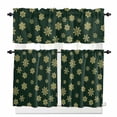 thumbnail image 1 of Gold Snowflakes Kitchen Curtains and Valances Set, Christmas Winter Snowfall Dark Green Theme Rod Pocket Window Valance Window Curtain Panels for Living Room Bedroom Laundry, 27.5x36in, 3 Pieces, 1 of 7