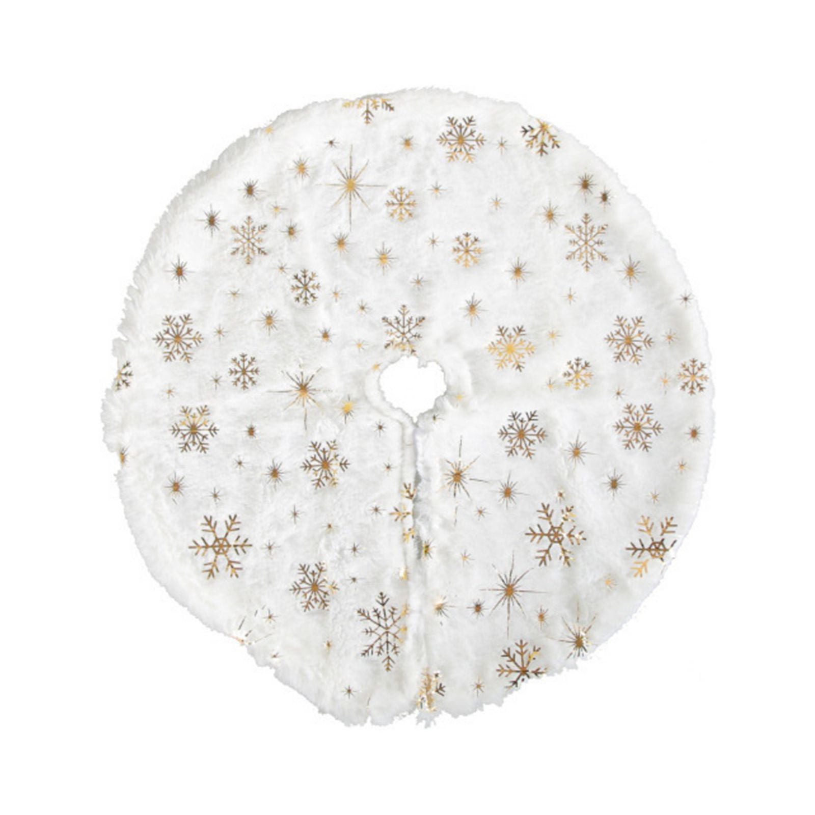 Gold Snowflakes Tree Skirt 15.7 Inches Faux Fur Tree Skirts Mini