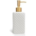 thumbnail image 1 of Gold Soap Dispenser, Ceramic Lotion Pump Bottle with Refined and Vintage Emboss, Home Decoration for Bathroom or Kitchen (White), 1 of 7