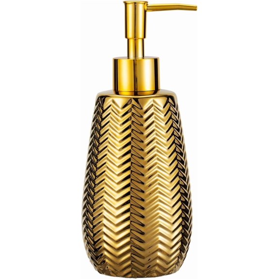 Gold Soap Dispenser,Wavy Design Ceramic Lotion Soap Dispenser for Bathroom, Kitchen, Hand Soap, Dish Soap, Bathroom Countertop