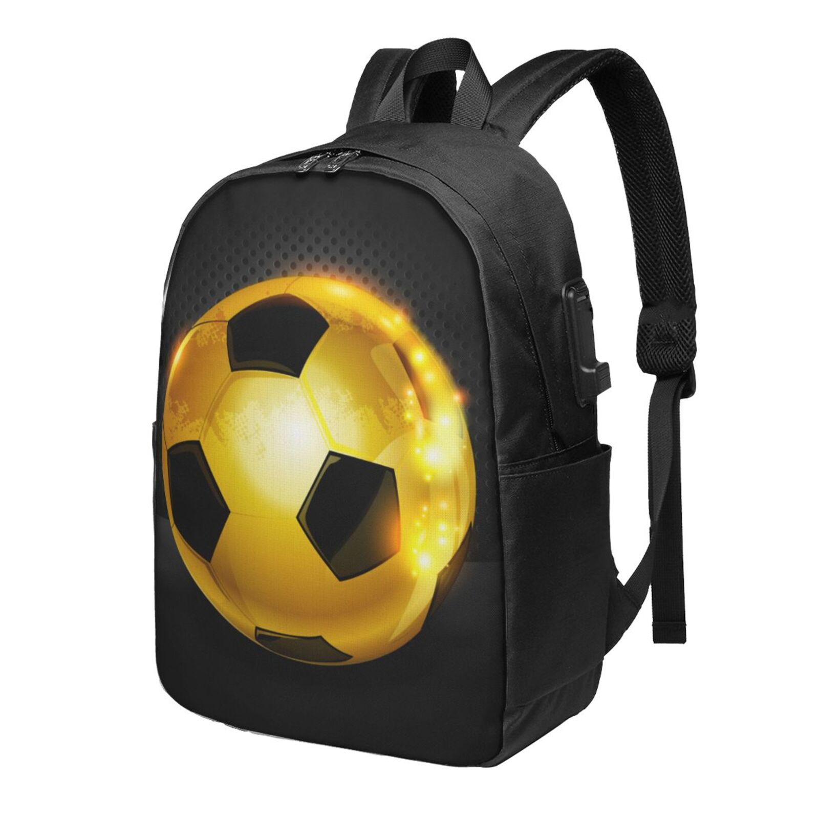 Gold Soccer Ball Backpack for School 17 Inch Durable Large Capacity