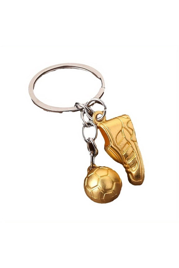 Gold Soccer Keychain For Boys 3D Football Cleat Key Ring Mini Sports Gift For Soccer Fans Players Souvenir