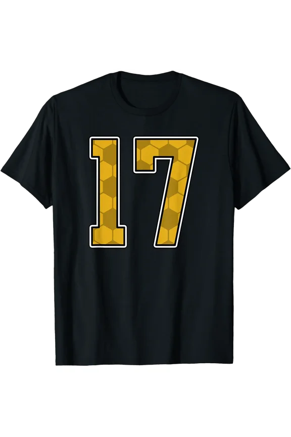 Gold Soccer Pattern Number 17 Player Uniform #17 T-Shirt, Unisex T-Shirt
