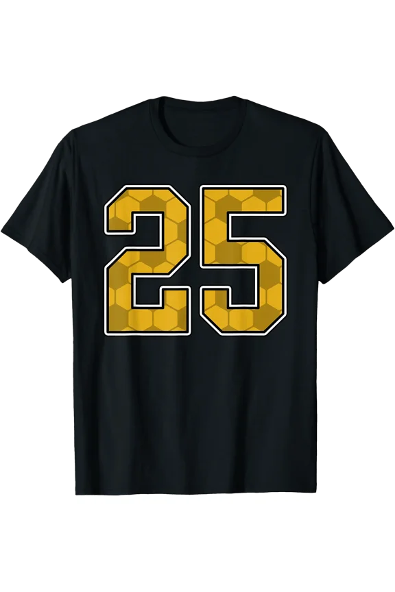 Gold Soccer Pattern Number 25 Player Uniform #25 T-Shirt, Unisex T-Shirt