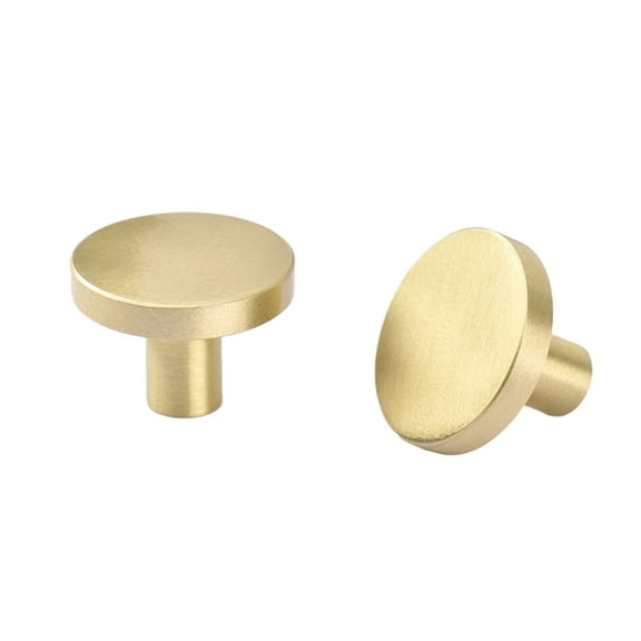 Gold Solid Brass Drawer Dresser Kitchen Cabinet Knobs Round Cupboard Furniture Pulls-10Pack