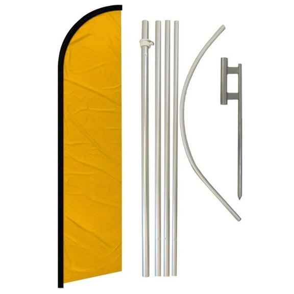 Gold Solid Color Windless Banner Flag & Pole Kit