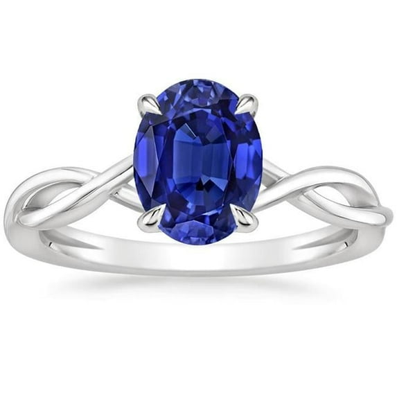 Gold Solitaire Oval Ceylon 2.50 CT Infinity Style Sapphire Ring, Size 6.5