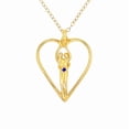 thumbnail image 1 of 925 Sterling Silver Soulmate Heart Necklace, Gift for Her, Gold Overlay, Large Pendant, Sapphire Cubic Zirconia Stone, 1 of 4
