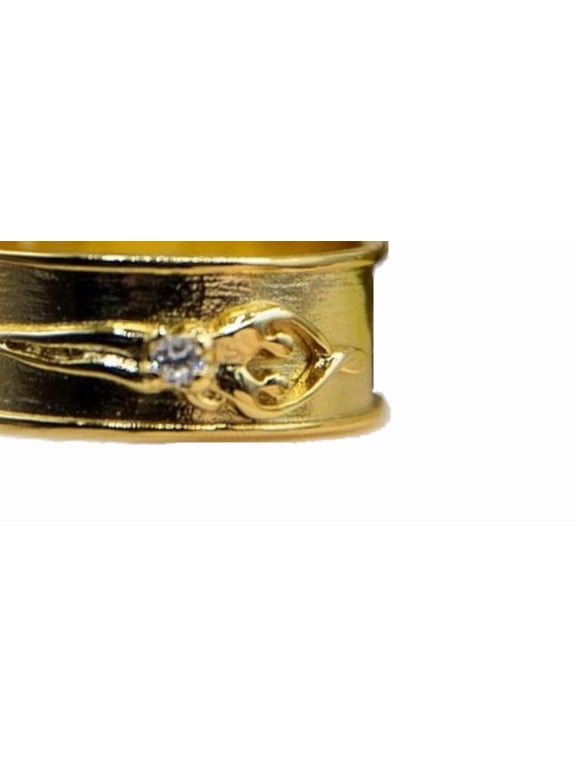 925 Sterling Silver Unisex Soulmate Ring, Gift for Him, Gold Overlay, Clear Cubic Zirconia Stone, Size 10