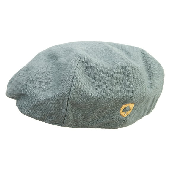 Gold Spade Shield Embroidered Big Size Men's Linen Ivy Cap - Slate XL-2XL