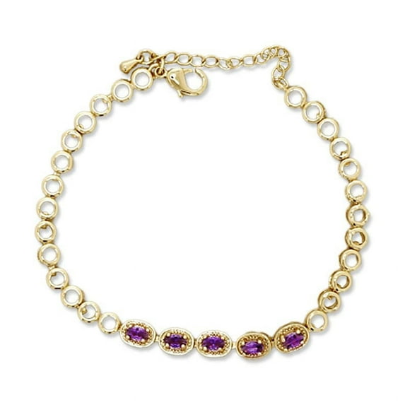 Gold Sparkly CZ Stone Summer Anklets For Women,8"+2" Inch Adjustable Size.