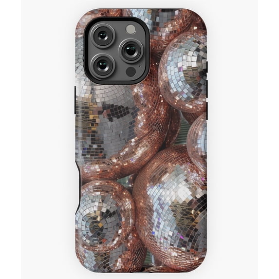 Gold Sparkly Discoballs Party Art Phone Case for iPhone 16 15 14 13 12 11 Pro Max