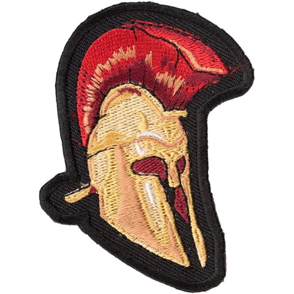 Gold Spartan Helmet Cut-Out Patch, Malone Labe Patches