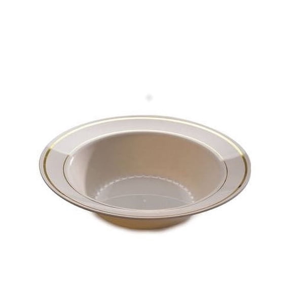 Gold Splendor 12oz. Ivory Plastic Bowls w/ Gold Band 15ct.