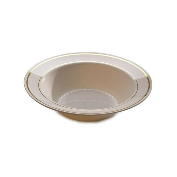 Gold Splendor 12oz. Ivory Plastic Bowls w/ Gold Band *Case of 150*