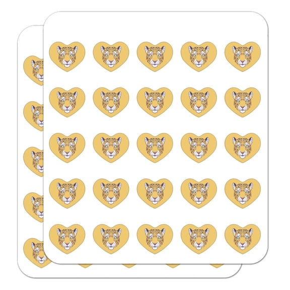 Gold Spotted Leopard Face Heart Shaped Planner Calendar Scrapbook Craft Stickers