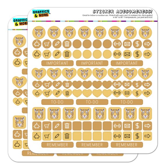 Gold Spotted Leopard Face Planner Calendar Scrapbooking Crafting Sticker Set