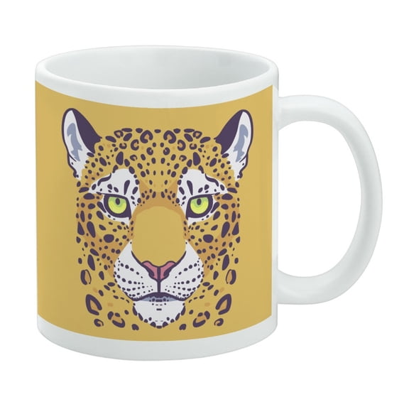 Gold Spotted Leopard Face White Mug