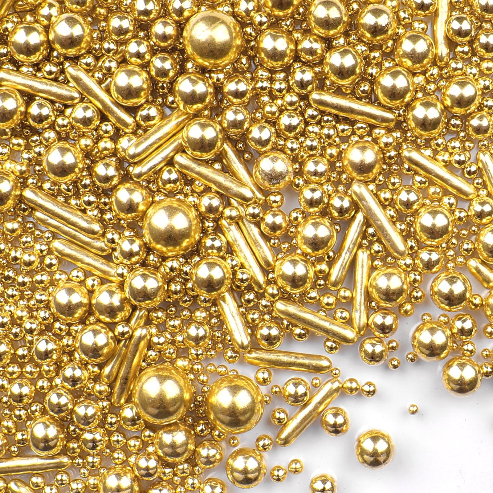 Gold Sprinkles for Cake OKA4 Decorating, 4.6Oz Rod and Pearl Sprinkles ...