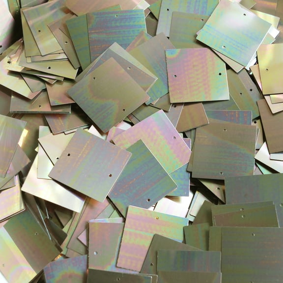 Gold Square Sequins 25mm Two Hole Metallic Iris Rainbow Made in USA