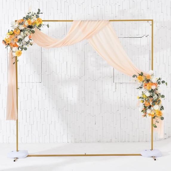 Gold Square 6.6 Ft Wedding Arch Backdrop Stand Metal Balloon Flower Stand Frame for Garden Decor
