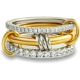 thumbnail image 1 of Gold Stackable Rings for Women 18k Gold Plated CZ Cubic Zirconia Rings Silver and Gold Rings Set Multi-Link Connected Rings, 1 of 5