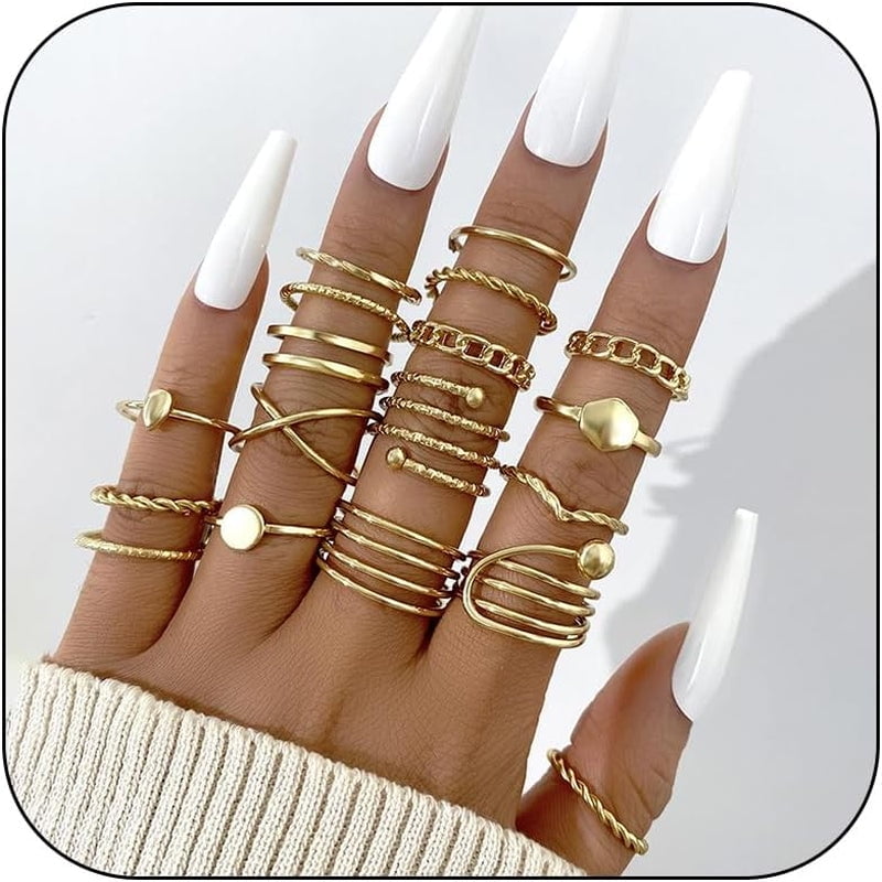 Bohemian Stackable Rings Set – Pearl, Rhinestone & Evil Eye Knuckle Rings For Women & Men, Gift Jewelry