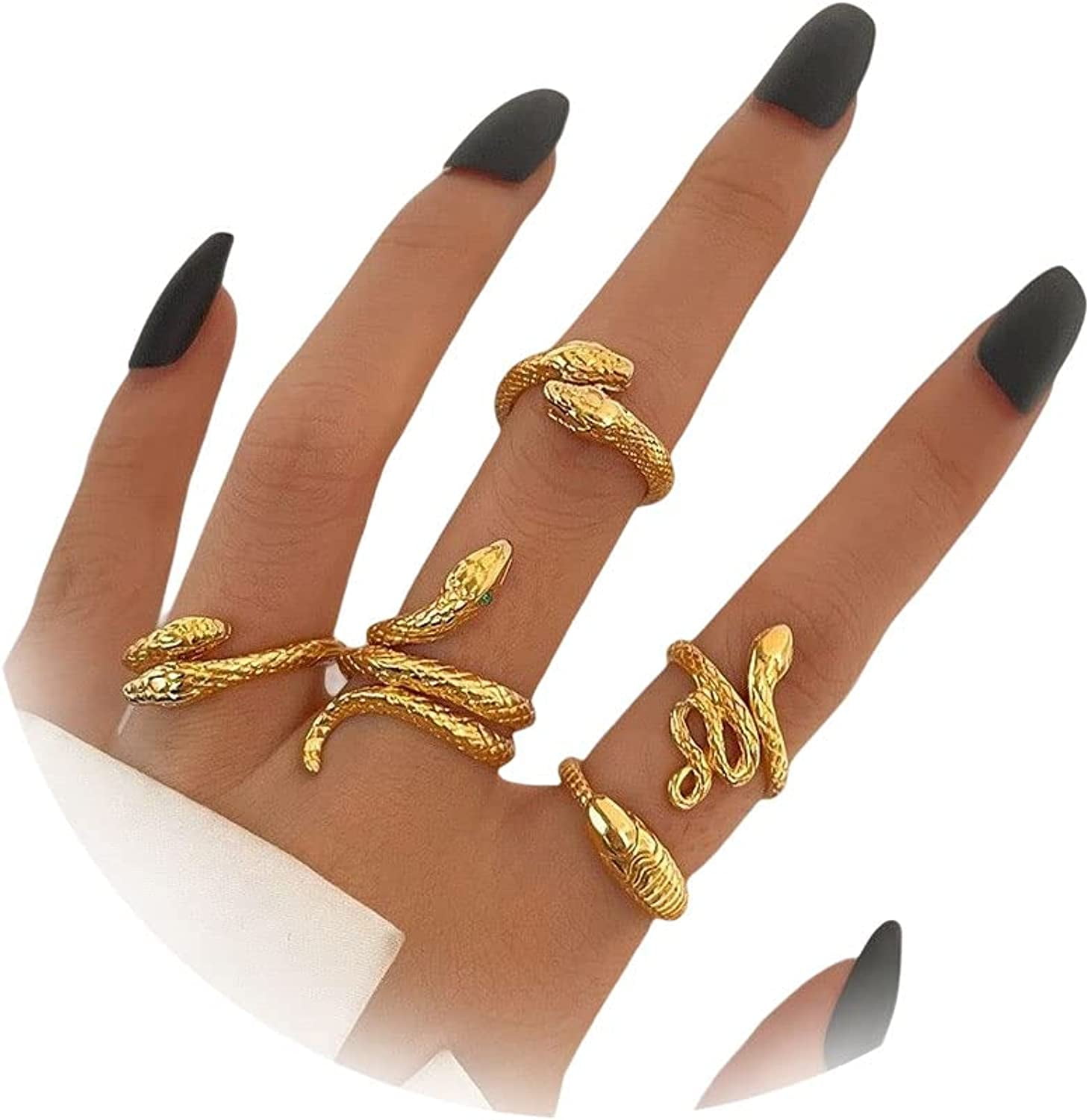 Gold Stacking Rings for Women Butterfly Knuckle Rings Snake Rings Moon