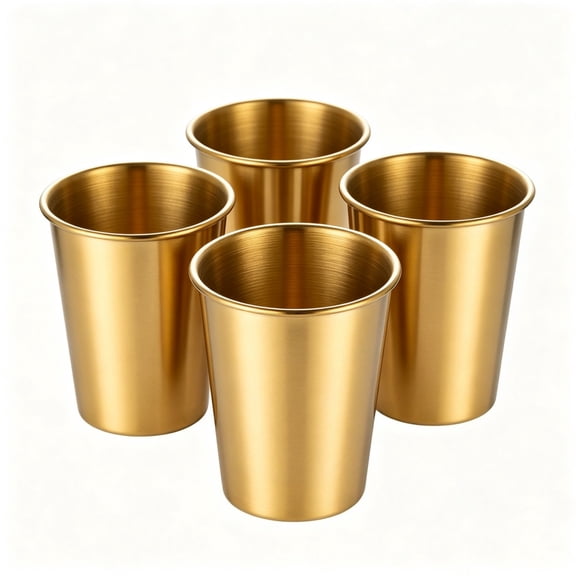 Gold Stainless Stackable Steel Cups Set of 4, Unbreakable Metal Drinking Glasses for Indoor Outdoor Picnic Travel Camping(6oz)