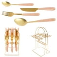 thumbnail image 1 of Gold Stainless Steel 24 Pieces Flatware Set with Silverware Holder,Golden Silverware Set,Anti-rust Stainless Steel Gold Cutlery Set Utensils Including Fork Spoon and Knife, 1 of 10