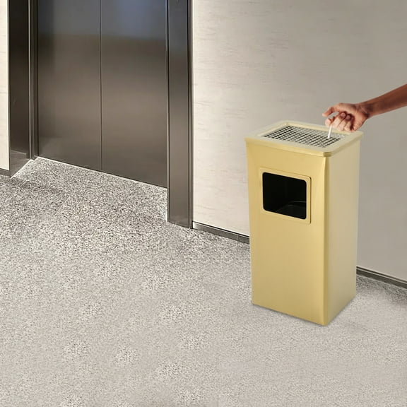 Gold Stainless Steel 31x25x61cm Electroplating Trash Can With Lid And Large Capacity Trash Can